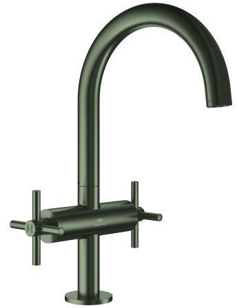 GROHE Atrio Waschtisch-Einlochbatterie L-Size mit Kreuzgriffen – chrom, EcoJoy, schwenkbarer Auslauf