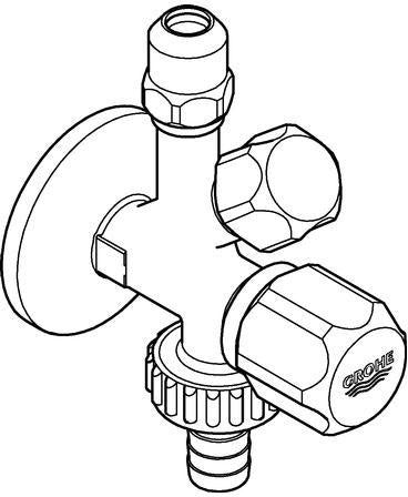 GROHE Kombi-Eckventil 22036 DN15 1/2''x3/8''x3/4'' selbstdichtend – Chrom