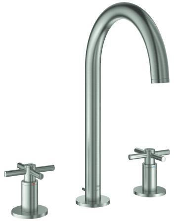 GROHE Atrio 3-Loch Waschtischbatterie mit Kreuzgriffen und Zugstangen-Ablaufgarnitur in Chrom