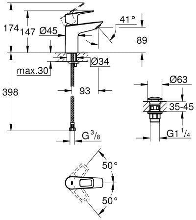 GROHE BauLoop Einhand-Waschtischbatterie S-Size mit PushOpen Ablaufgarnitur chrom