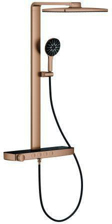 GROHE Rainshower Aqua Pure Duschsystem mit Thermostatbatterie, eckig, 15 l/min, chrom