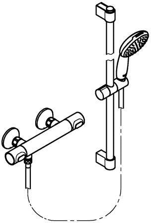 GROHE Grohtherm 500 Thermostat-Brausebatterie mit Brausestangenset 600 mm Chrom