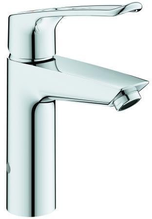 GROHE Eurosmart Einhand-Waschtischbatterie M-Size mit Verbrühschutz, offener Hebel, Chrom