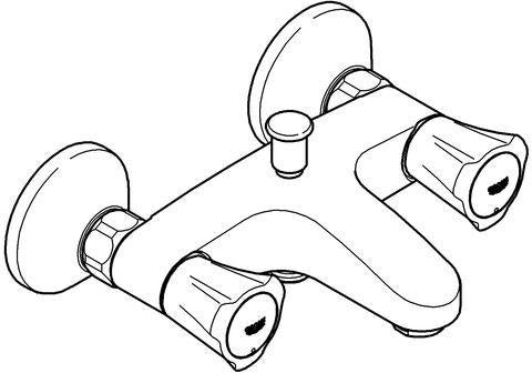 GROHE Costa 2-Griff-Wannenbatterie 25450_1 DN15 Wandmontage Chrom – mit Mousseur & Rückflussverhinderer