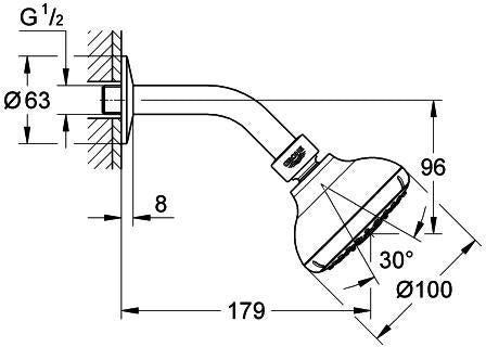 GROHE Kopfbrauseset Tempesta 100 mit 4 Strahlarten und Brausearm, Chrom