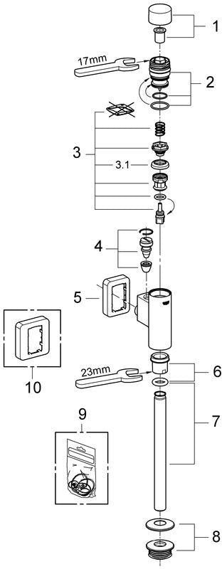 GROHE Rondo Urinal-Druckspüler DN15 mit Vorabsperrung – Behördenausführung, chrom