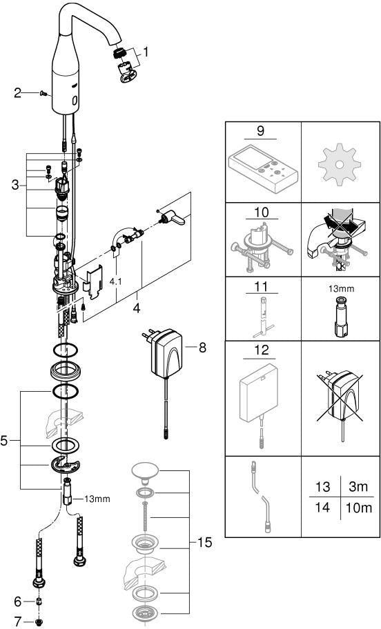 GROHE Essence E Infrarot-Elektronik Waschtisch-Armatur mit Mischung und Temperaturbegrenzer, chrom