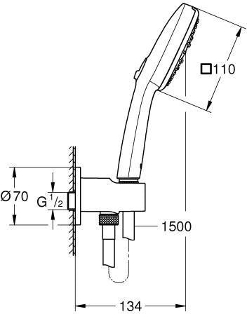 GROHE Tempesta Cube 110 Wandhalterset 3 Strahlarten 7,4 l/min Chrom