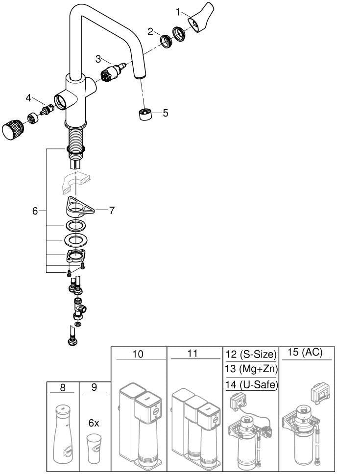 GROHE Blue Pure Eurosmart Spültischbatterie mit Filterfunktion, U-Auslauf, Chrom