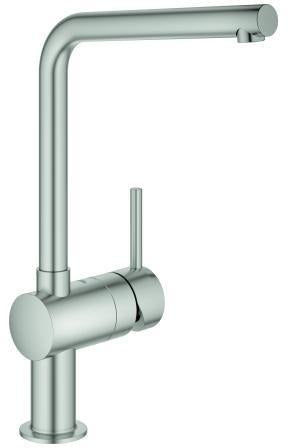GROHE Minta Einhand-Spültischbatterie L-Auslauf hard graphite gebürstet – schwenkbarer Rohrauslauf