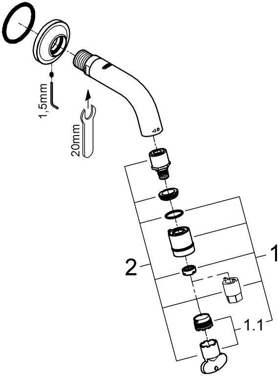GROHE Universal Wandauslaufventil DN 15, Ausladung 106 mm, chrom – Wasserhahn mit Keramik-Oberteil