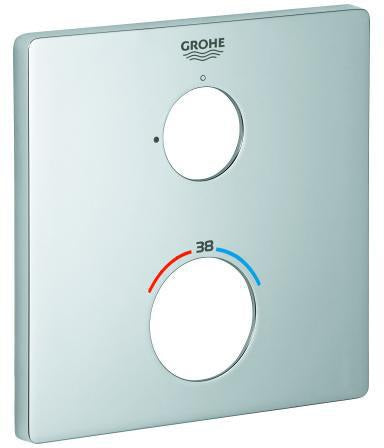 GROHE Rosette 49076 eckig für Thermostat-Fertigmontagesets Chrom – FastFixation & LongLife