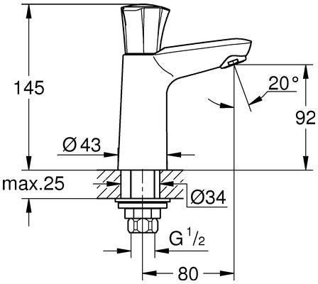 GROHE Standventil Costa 20186_1 DN15 – Chrom, Gussauslauf mit Mousseur, Metallgriff