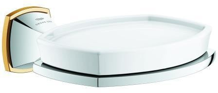 GROHE Grandera Halter mit Keramik-Seifenschale in Chrom – Wandmontage, verdeckte Befestigung