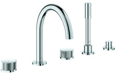 GROHE Atrio Private Collection 5-Loch-Wannenkombination mit Knopfbetätigung in Chrom