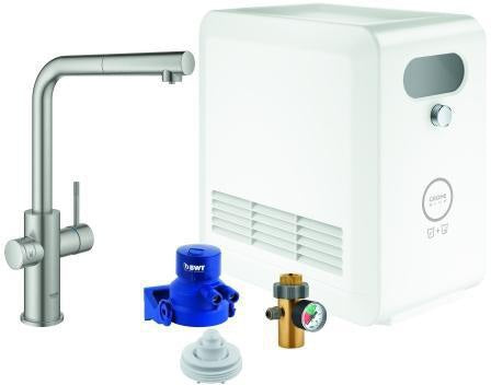 GROHE Blue Professional L-Auslauf Set – Spültisch-Einhandmischer mit Filterfunktion, Bluetooth & WiFi