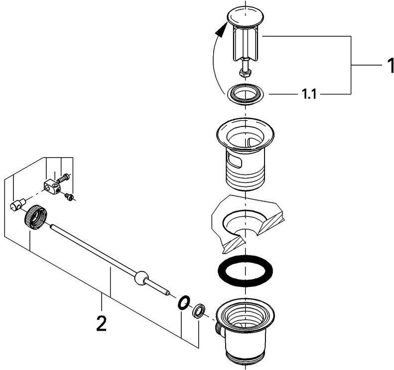 GROHE Ablaufgarnitur 1 1/4 Zoll für Waschtisch mit Überlauf – Chrom, Messing, Hebemechanismus