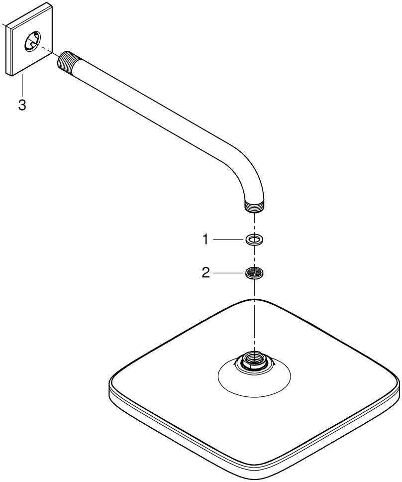 GROHE Tempesta 250 Cube Kopfbrausenset 380 mm – 1 Strahl, Chrom, EcoJoy