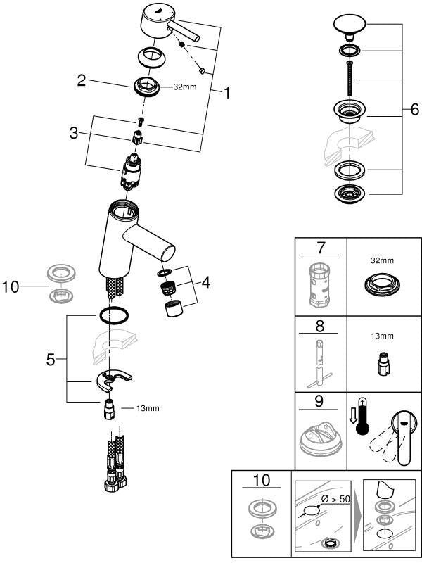 GROHE Concetto Einhand-Waschtischbatterie S-Size mit Push-open Ablaufgarnitur in Chrom