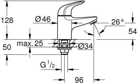 GROHE Standventil Euroeco XS-Size – Einlochmontage, Chrom, Water Saving