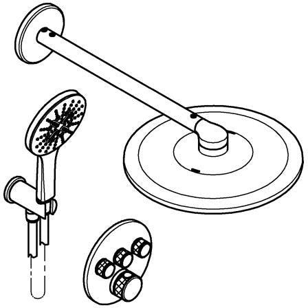 GROHE Grohtherm SmartControl Duschsystem Unterputz 3 Absperrventile Rainshower SmartActive chrom rund