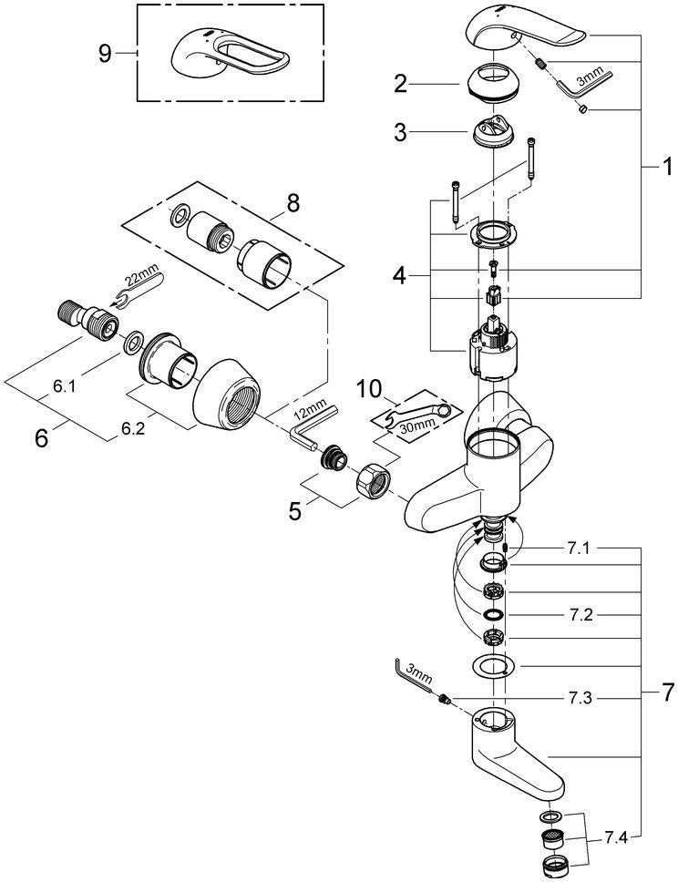 GROHE Euroeco Special Einhand-Waschtischbatterie 157 mm Ausladung Chrom