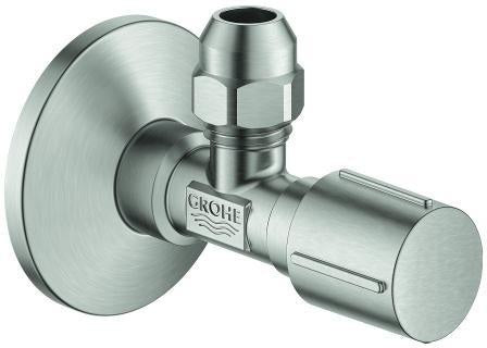 GROHE Eckventil 1/2x3/8'' mit Quetschverschraubung, Schubrosette & Metallgriff – Chrom