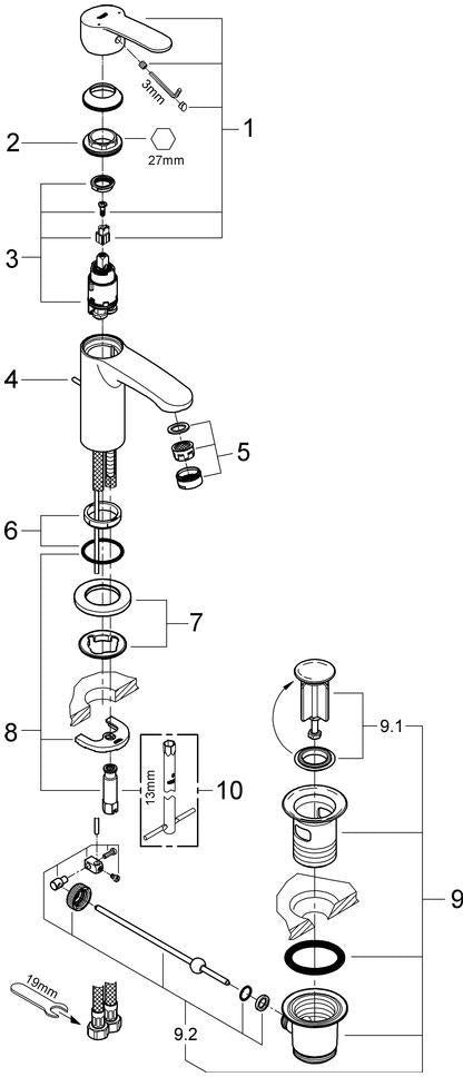 GROHE Eurostyle Cosmopolitan Einhand-Waschtischbatterie mit Zugstangen-Ablaufgarnitur, Chrom