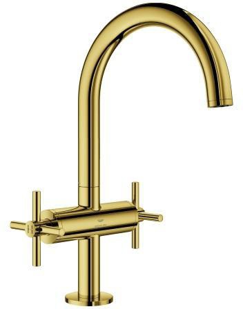 GROHE Atrio Waschtisch-Einlochbatterie L-Size mit Kreuzgriffen – chrom, EcoJoy, schwenkbarer Auslauf