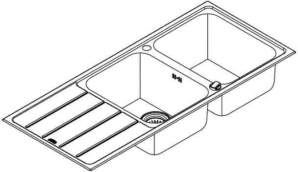 GROHE K500 Edelstahlspüle 2 Becken mit Abtropffläche 1160x500 mm – Einbau-Doppelspüle