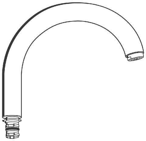 GROHE Rohrauslauf U-Auslauf Chrom, Ausladung 175 mm, Höhe 80 mm, drehbar, Schaumstrahldüse