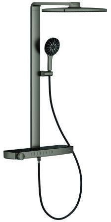 GROHE Rainshower Aqua Pure Duschsystem mit Thermostatbatterie, eckig, chrom, 8,7 l/min