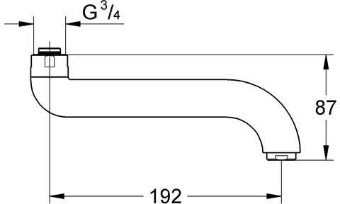 GROHE Auslauf 42132 für Europlus E Wandbatterie 192 mm chrom – S-Auslauf, drehbar