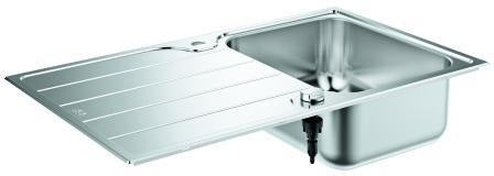 GROHE K500 Edelstahlspüle 860x500mm mit Abtropffläche, 1 Becken, reversibel