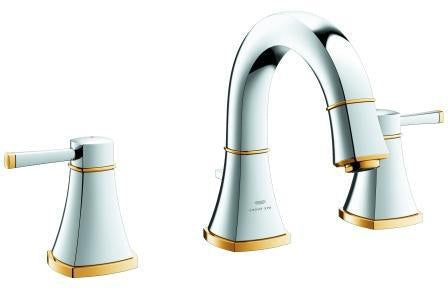 GROHE Grandera 3-Loch-Waschtischbatterie mit flachem Auslauf und AquaGuide Mousseur in Chrom