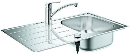 GROHE Spülen-Bundle K200 Edelstahlspüle mit Eurosmart Küchenarmatur chrom