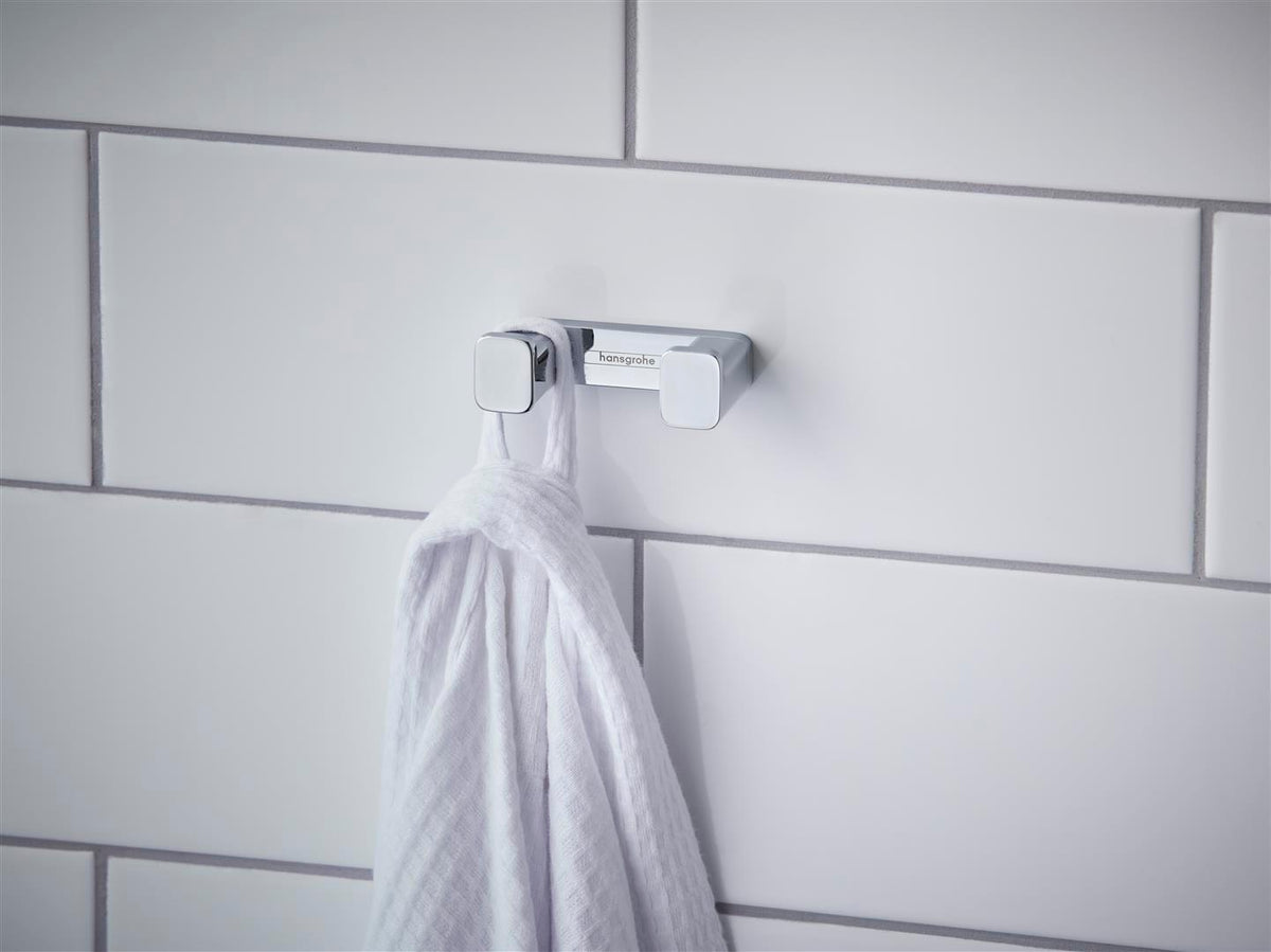 Hansgrohe AddStoris Doppelhaken Chrom – Wandmontage, verdeckte Befestigung, Metall