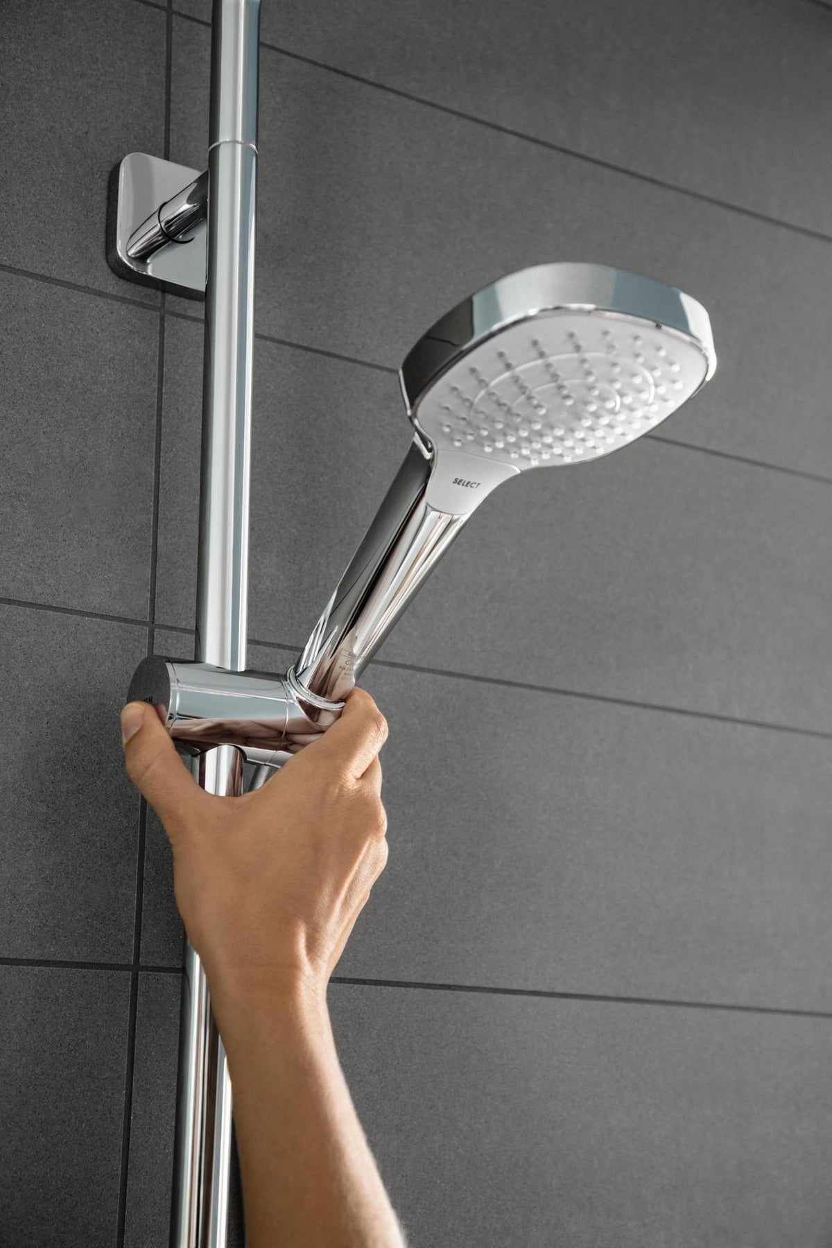 HANSGROHE Croma Select E Multi Brauseset mit Unica Croma Stange 650 mm, weiß/chrom