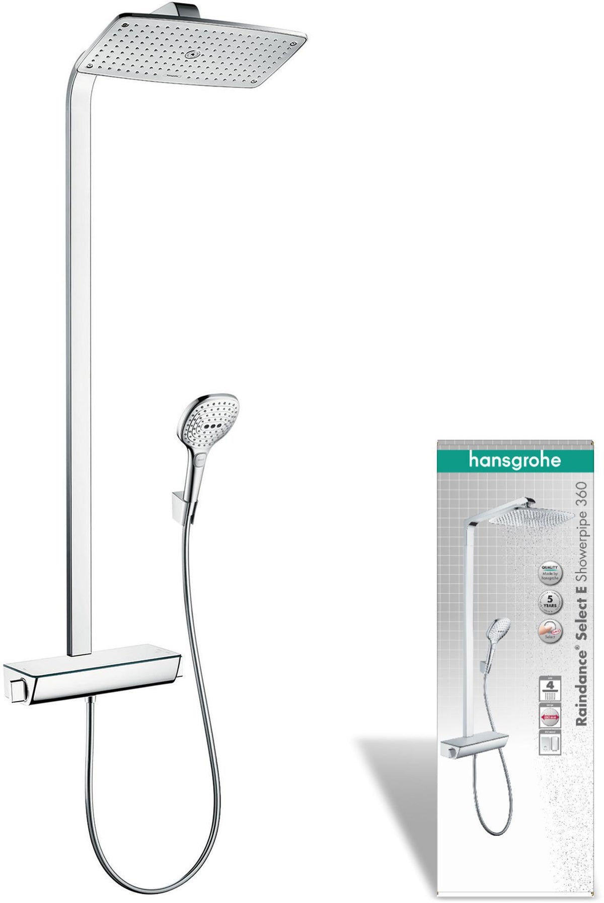 HANSGROHE Showerpipe Raindance Select E 360 mit Thermostat Ecostat Select – Chrom