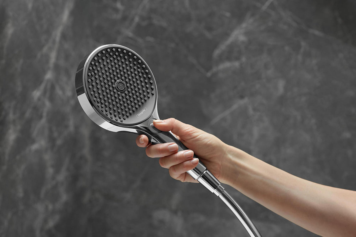HANSGROHE HG Handbrause Rainfinity 130 3jet Chrom – 3 Strahlarten, QuickClean, Select-Taste