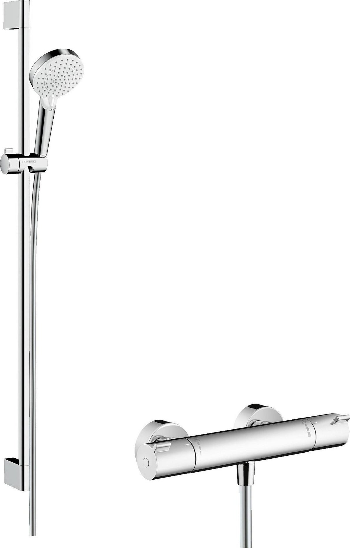 HANSGROHE Brauseset ECOSTAT 1001 CL COMBI Crometta, 650 mm Brausestange, weiß/chrom