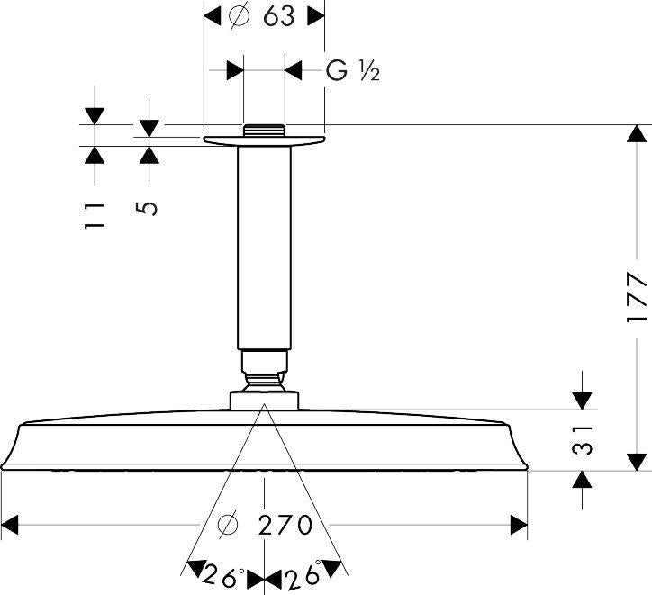 HANSGROHE Raindance Classic Kopfbrause 270 mm mit Deckenanschluss und RainAir-Strahl