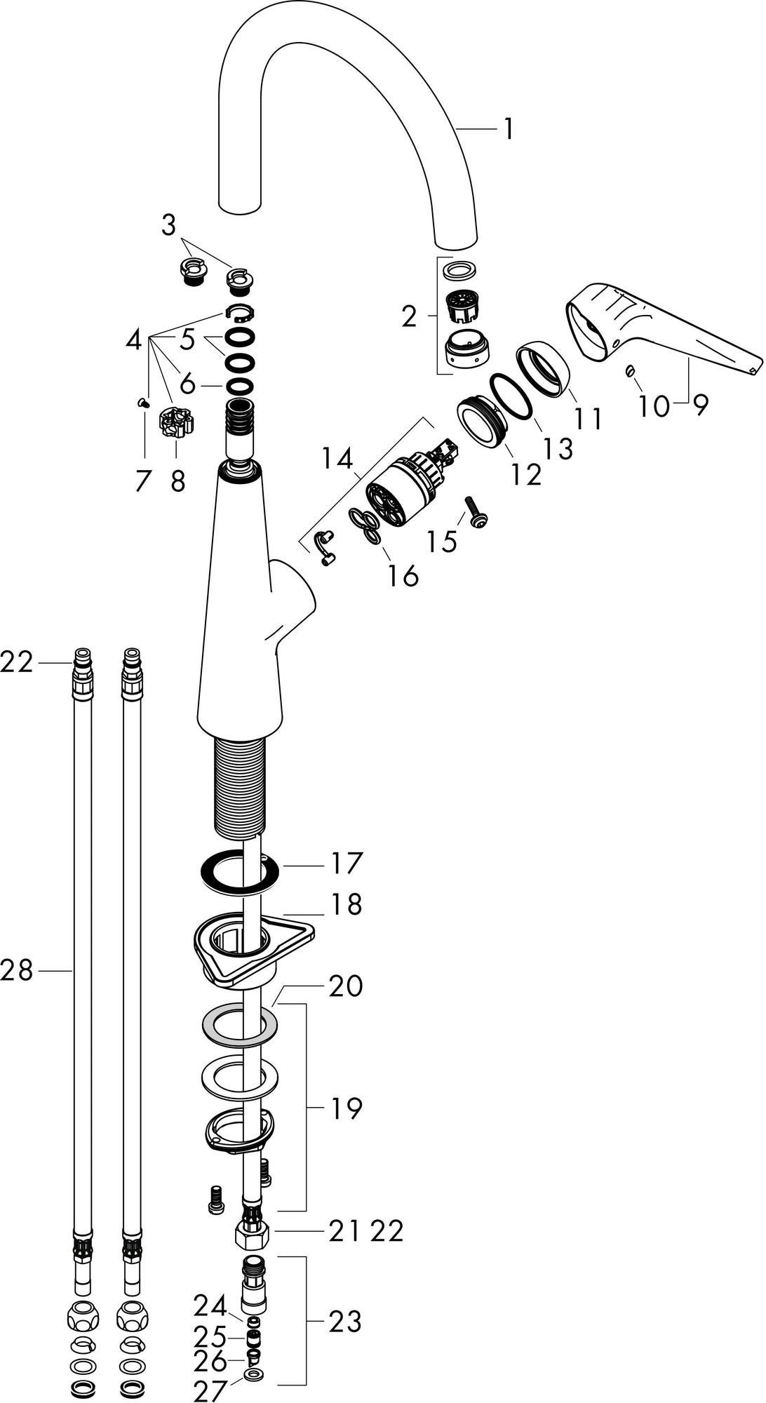 HANSGROHE Talis S Küchenmischer 260 – Niederdruck, schwenkbarer Auslauf, Chrom