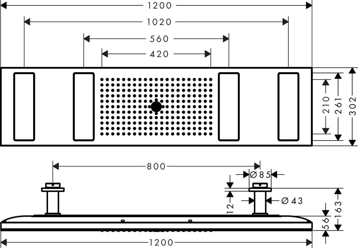 AXOR ShowerSolutions ShowerHeaven 1200x300 Kopfbrause mit 4 Strahlarten und Chrom-Oberfläche