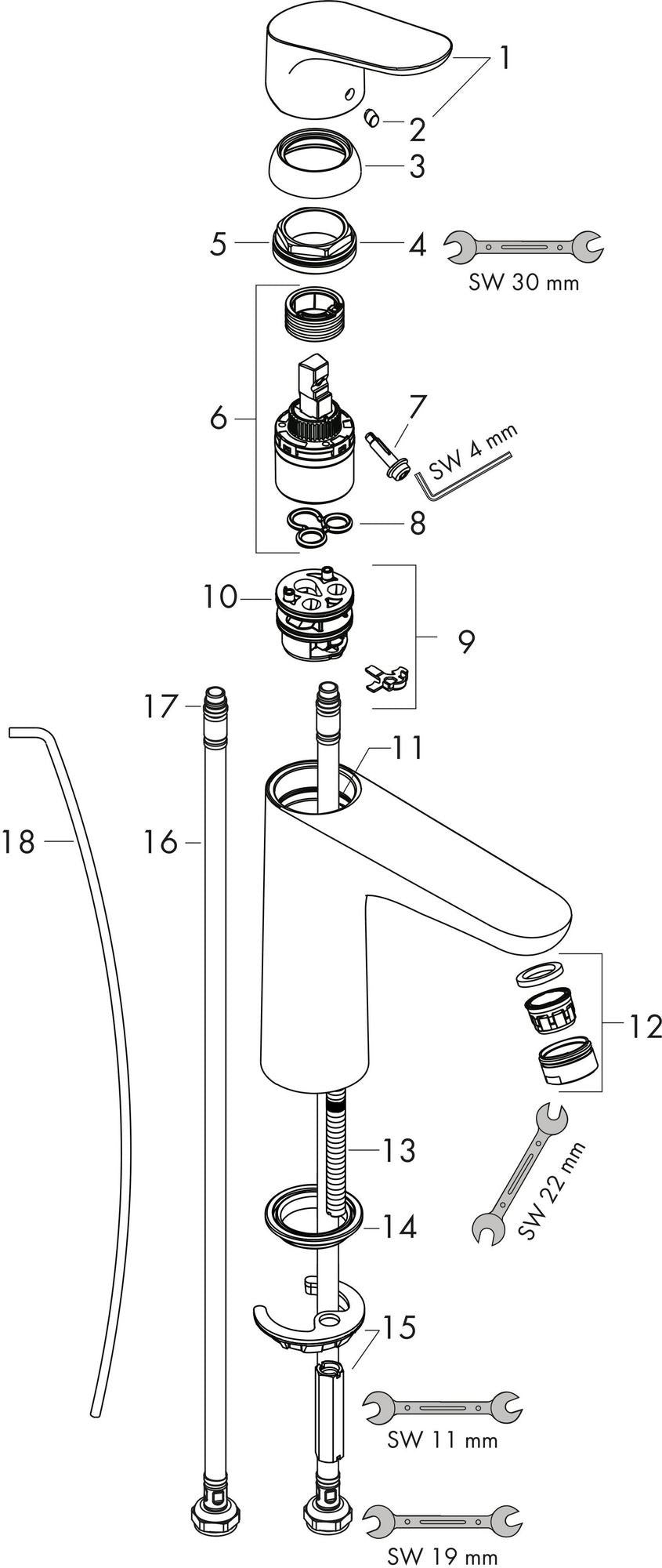 HANSGROHE Focus 100 LowFlow Einhebel-Waschtischmischer DN 15 mit Zugstange, chrom