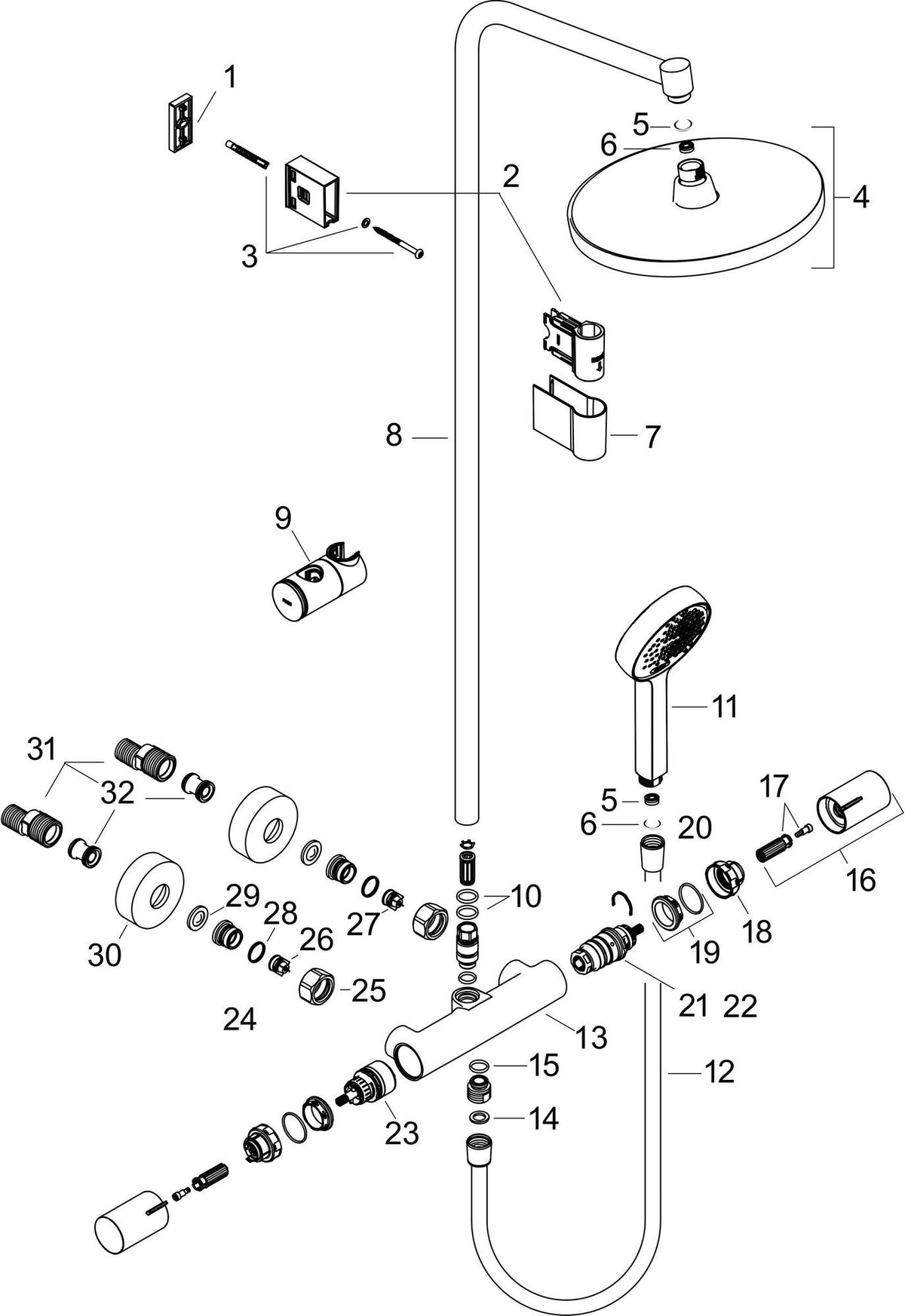 HANSGROHE Activera S Showerpipe 240 1jet EcoSmart mit Ecostat Fine – Chrom