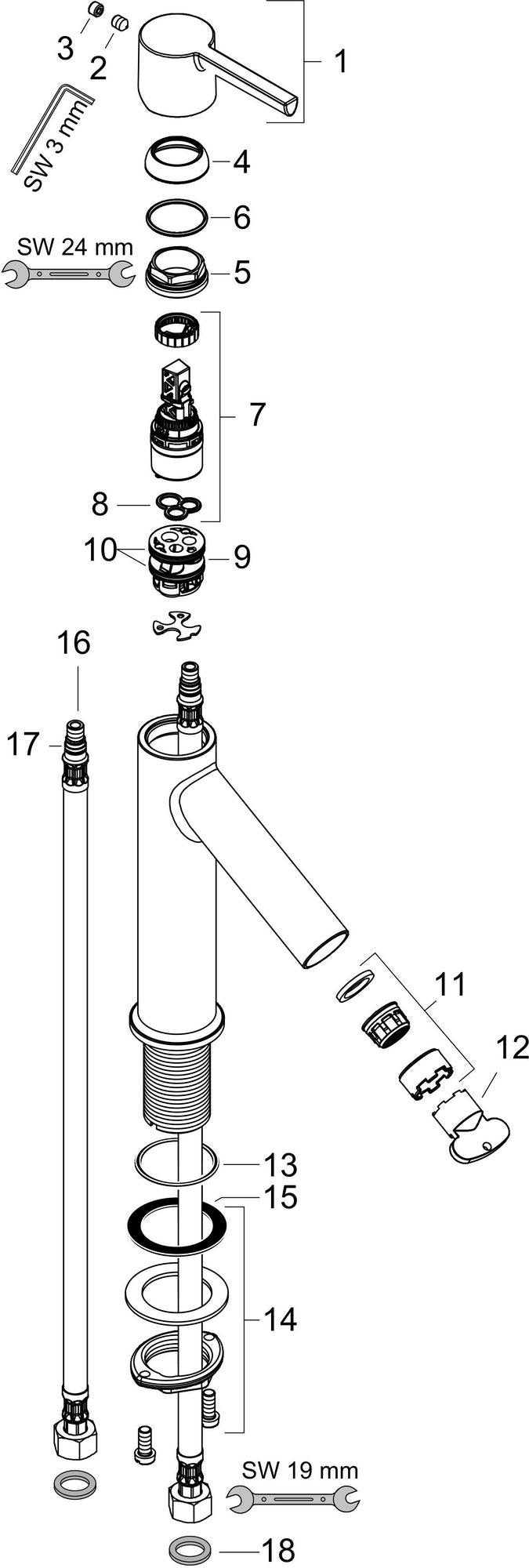 AXOR STARCK 250 Einhebel-Waschtischmischer von Hansgrohe – ComfortZone 250, ohne Zugstange, chrom