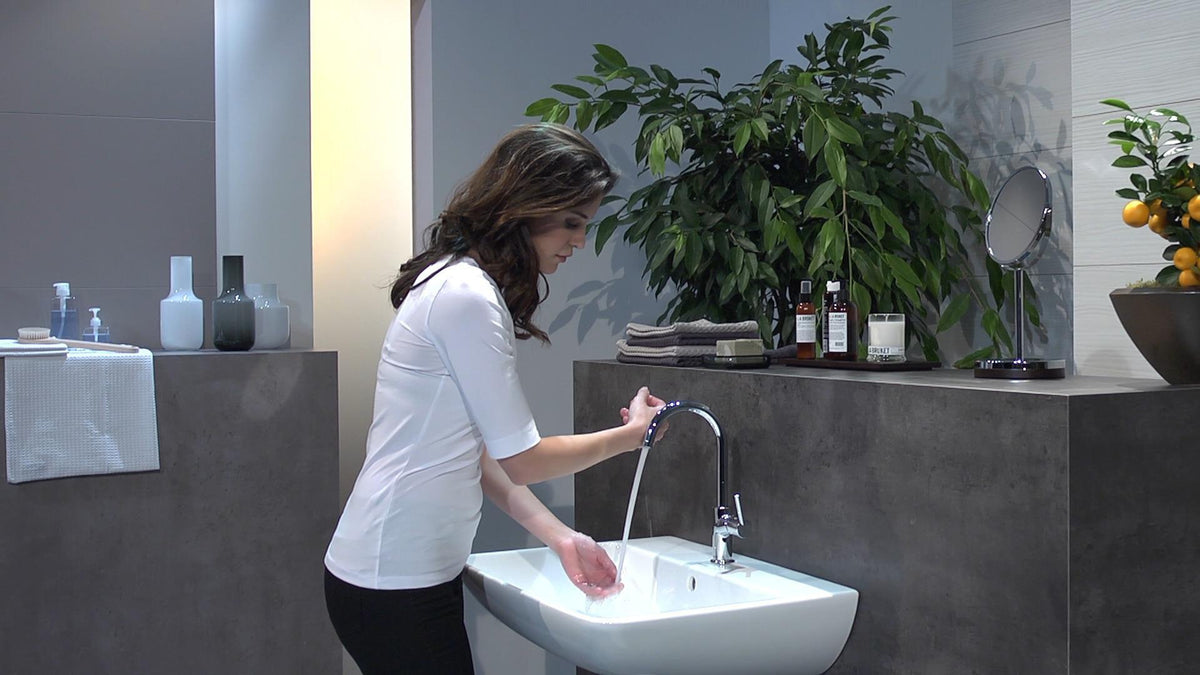 HANSGROHE Talis Einhebel-Waschtischmischer DN 15 mit schwenkbarem Auslauf und Push-Open Ablaufgarnitur, chrom