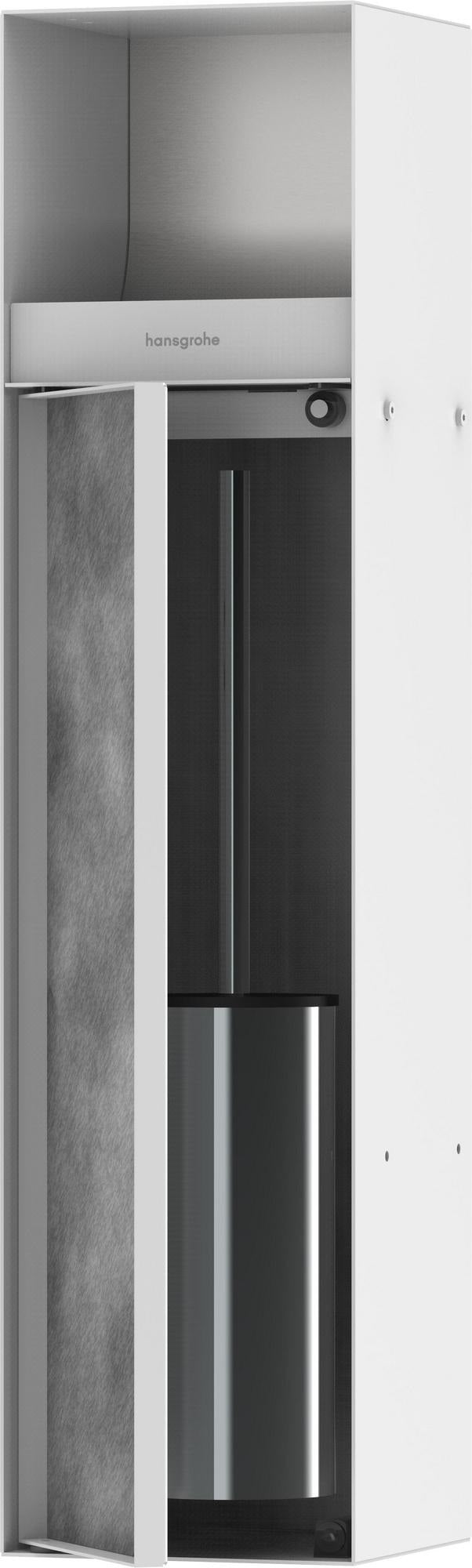 HANSGROHE XtraStoris Rock Toilettenbürstenhalter mit Papierhalter, befliesbare Tür, mattweiß