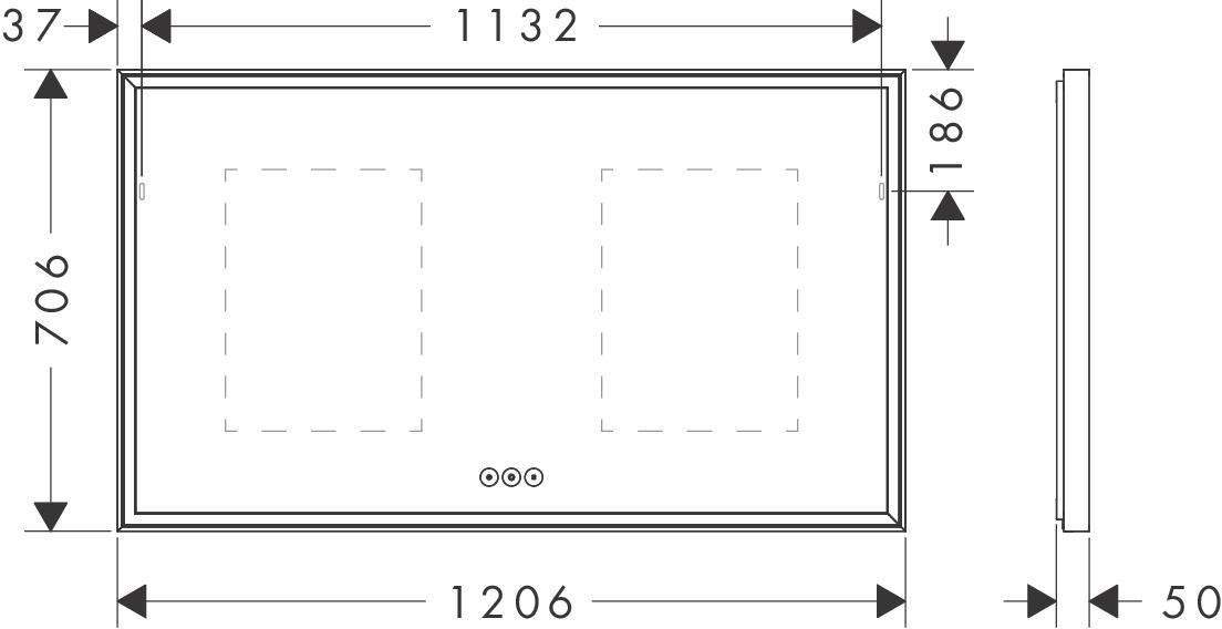 HANSGROHE Xarita E Wandspiegel 1200 mm mattweiß mit LED-Beleuchtung, SmartTouch und AntiFog